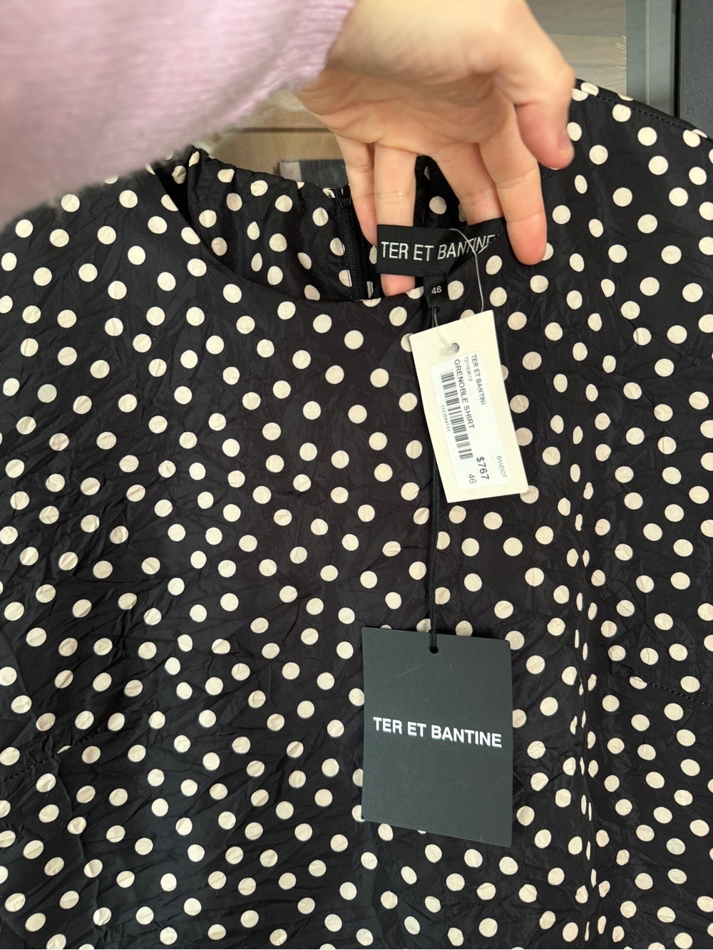 NWT Ter Et Bantine grenoble shirt polka dots blouse tunic cap sleeve longline - Picture 2 of 7